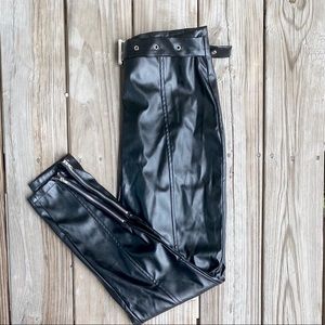 FASHION NOVA Leather Straight Leg Ankle Pants
